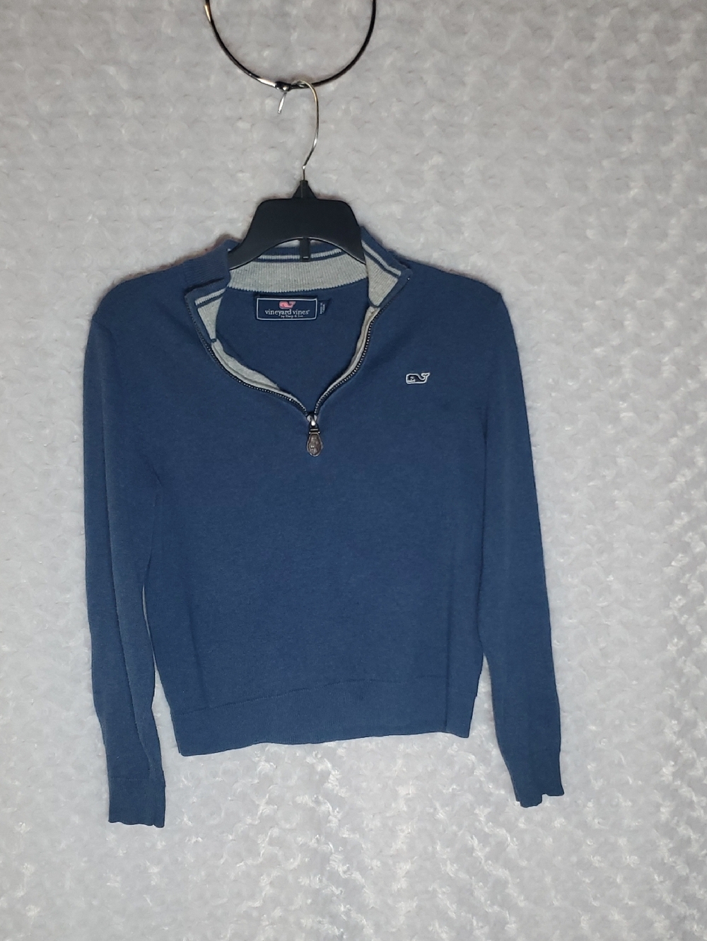 Vineyard Vines Kids's Blue Half-Zip Cowl Sweater with Contrast Trim 7